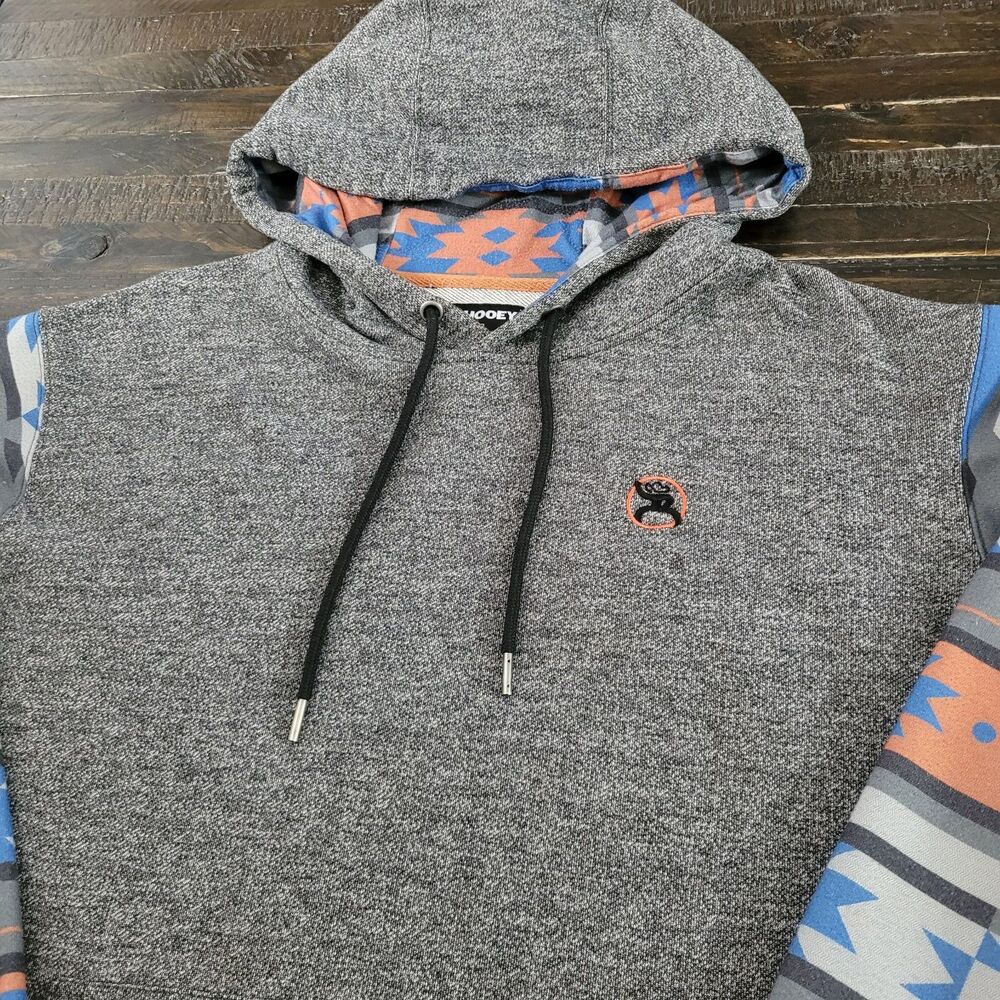 Hooey Men's XXL Gray Southwestern Aztec Pullover Hoodie Colorful Sleeves